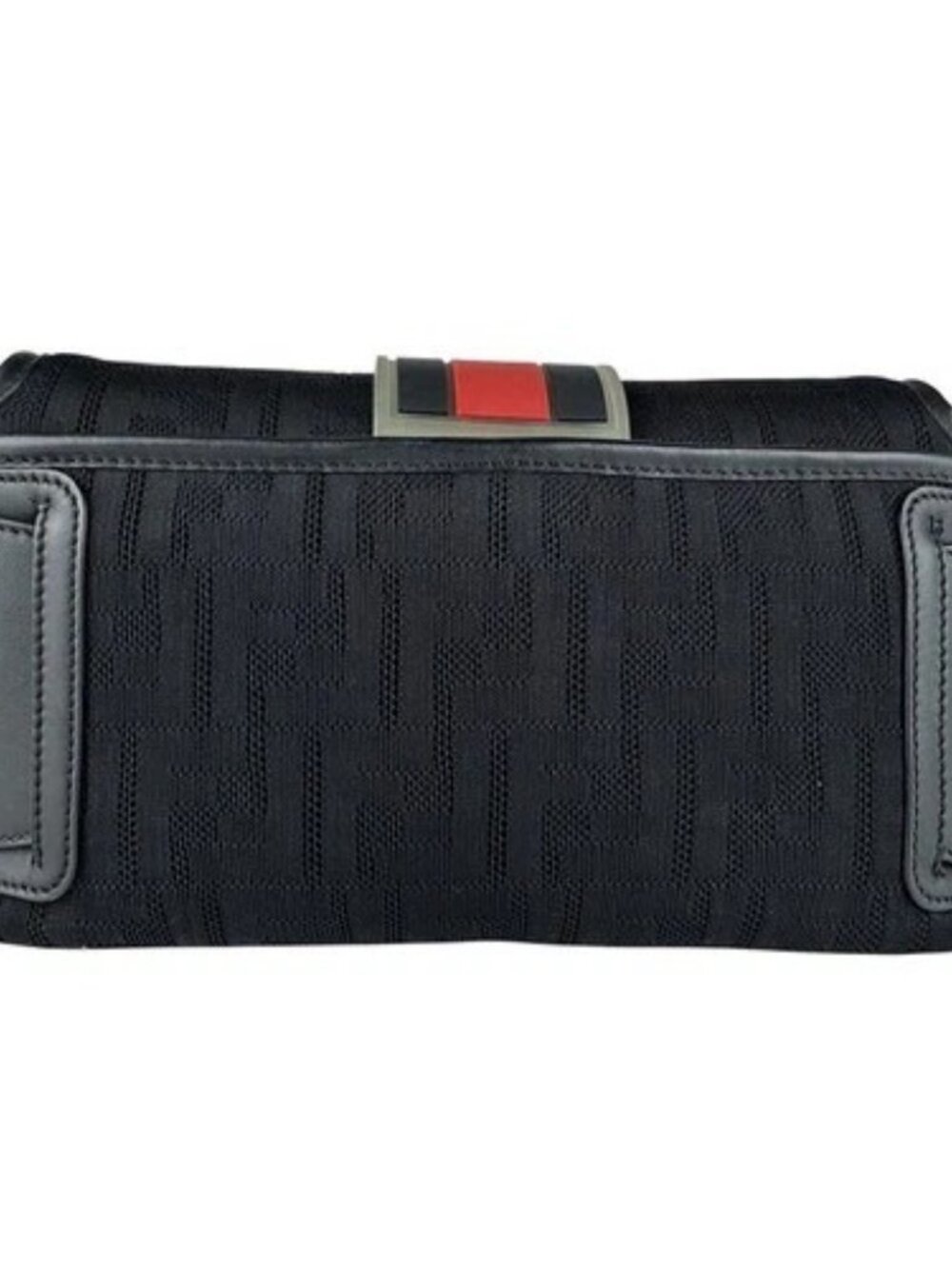 Auth FENDI Baguette Waist Bag Shoulder Bag Black/Red Fabric/Rubber - z8806 - Picture 3 of 12